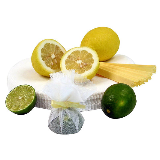 The Original Lemon Wraps - Zitronenserviertuch, weiß, mit gelber Krawatte, 100 St