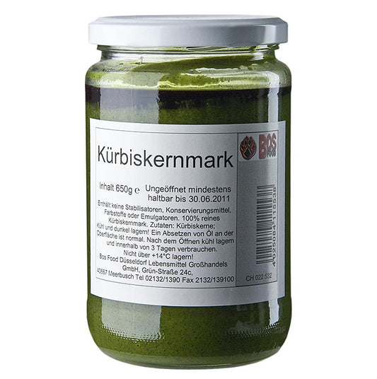 BOS FOOD Kürbiskern-Mark, 100% Mark ohne Zusatzstoffe, 650 g