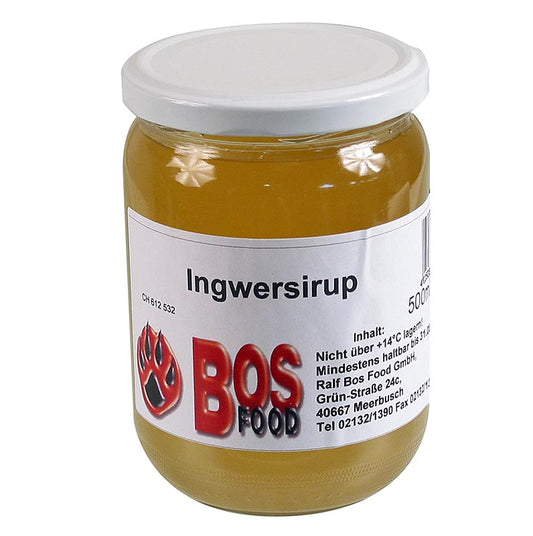 BOS FOOD Ingwersirup, zum Tee oder als würzende Zutat, 500 ml