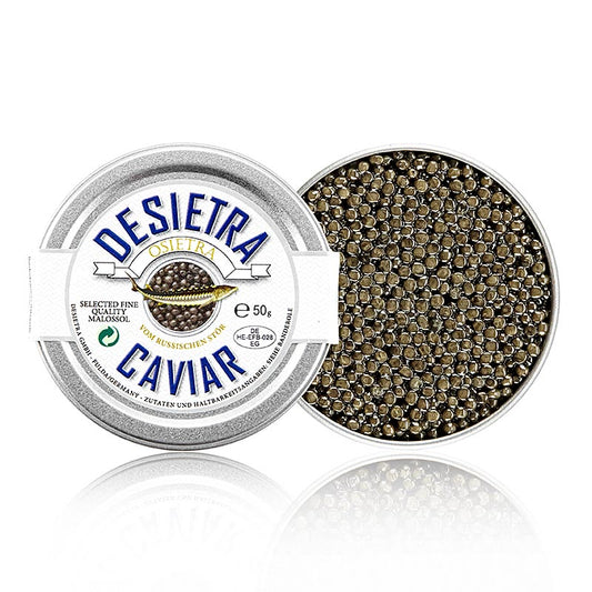 Desietra Osietra Kaviar (Acipenser gueldenstaedtii), Aquakultur Deutschland, 50 g