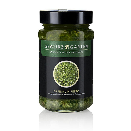 Gewürzgarten Basilikum Pesto, mit Basilikum, Pinienkernen, Grana Padano, 225 ml