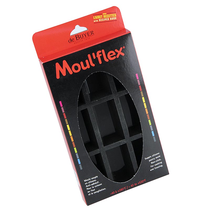 deBUYER Backform Moul´flex, 9 rechteckige Cake Formen, 3x8cm, 3cm hoch,17,5x30cm, 1 St