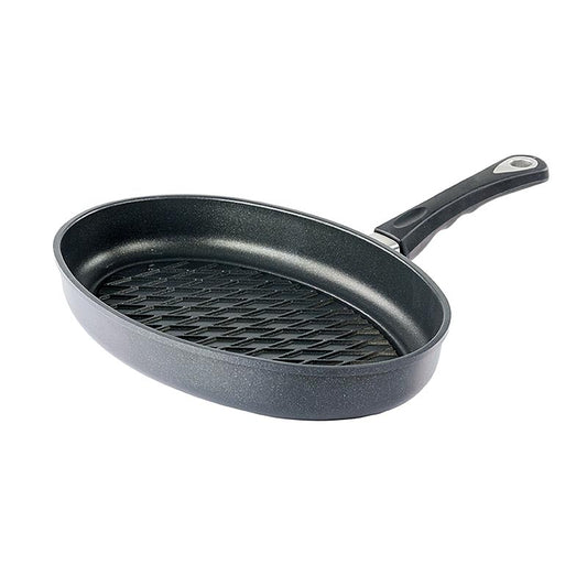 AMT Gastroguss, Grillpfanne, oval, Induktion, mit BBQ-Rautenmuster 35x24cm, 1 St