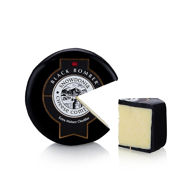 Snowdonia - Little Black Bomber, gereifter Cheddar Käse, schwarzer Wachs, 200 g