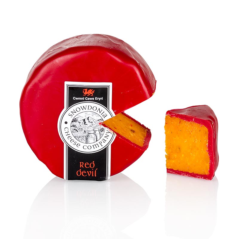 Snowdonia - Red Devil, Leicester Käse, mit Pfeffer & Chili, roter Wachs, 200 g