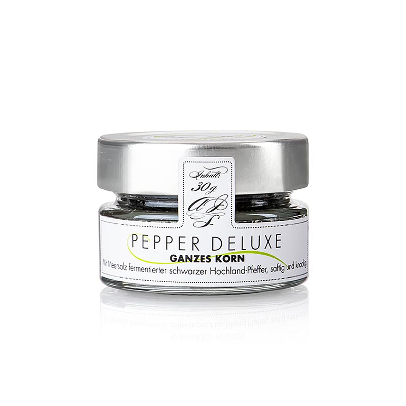 Schwarzer Pfeffer, mit Meersalz fermentiert, ganz, PEPPER DELUXE, 30 g