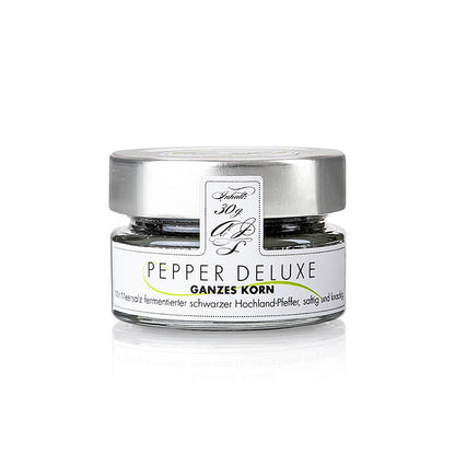 Schwarzer Pfeffer, mit Meersalz fermentiert, ganz, PEPPER DELUXE, 30 g