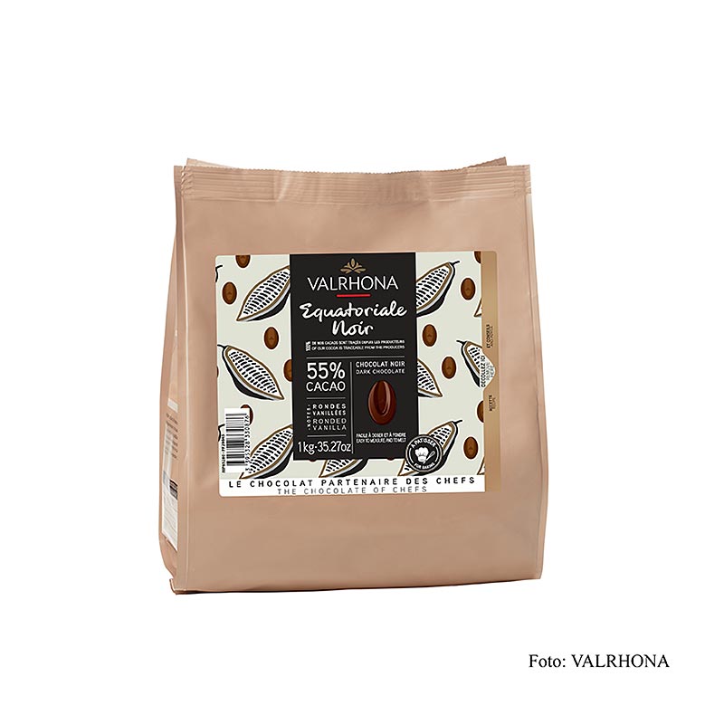 Valrhona Equatoriale Noire 55%, Callets, Dunkle Couverture (4661), 1 kg