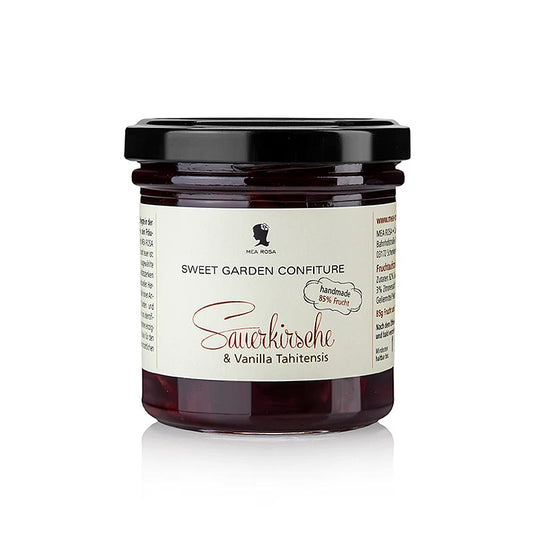 Sweet Garden Confiture - Sauerkirsch & Tahiti Vanille Fruchtaufstrich, Mea Rosa, 180 g