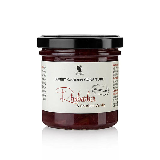 Sweet Garden Confiture - Rhabarber & Bourbon Vanille Fruchtaufstrich, Mea Rosa, 180 g