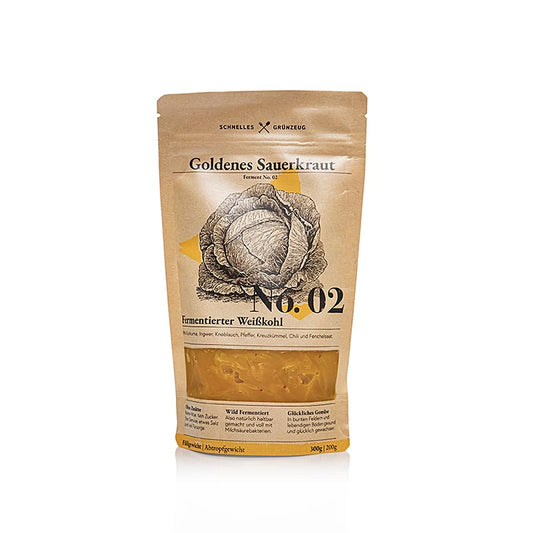 Schnelles Grünzeug - No. 2 Goldenes Sauerkraut (fermentierter Weißkohl mit Kurkuma), 300 g