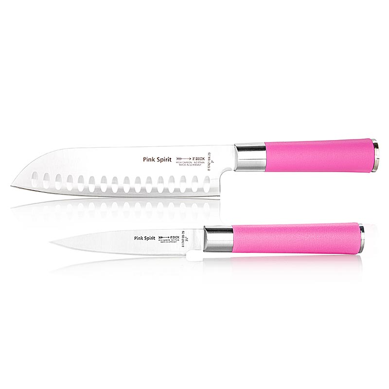 Pink Spirit Messer Set, 2 tlg.(Officemesser + Santoku mit Kullenschliff), Dick, 2 tlg.