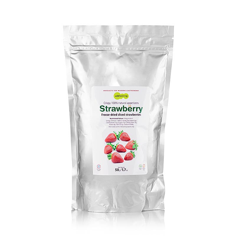 TÖUFOOD LYOFËELING STRAWBËRRY, gefriergetrocknete Erdbeeren, Scheiben, 50 g