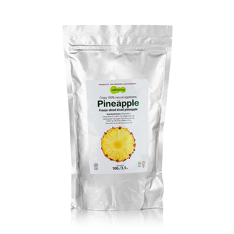 TÖUFOOD LYOFËELING PINEÄPPLE, gefriergetrocknete Ananas, Würfel, 100 g